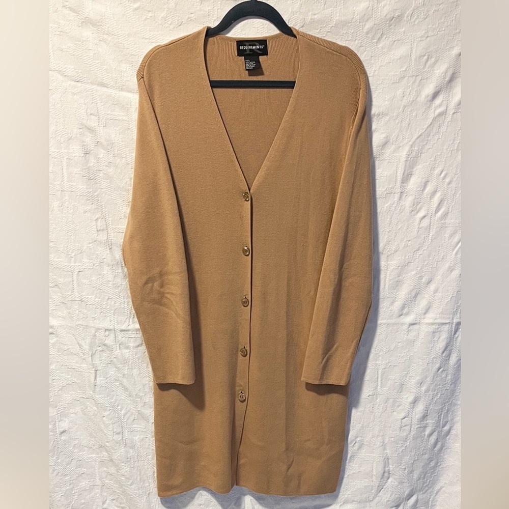 Requirements Long-Line Button-Down V-Neck Cardigan, Size L